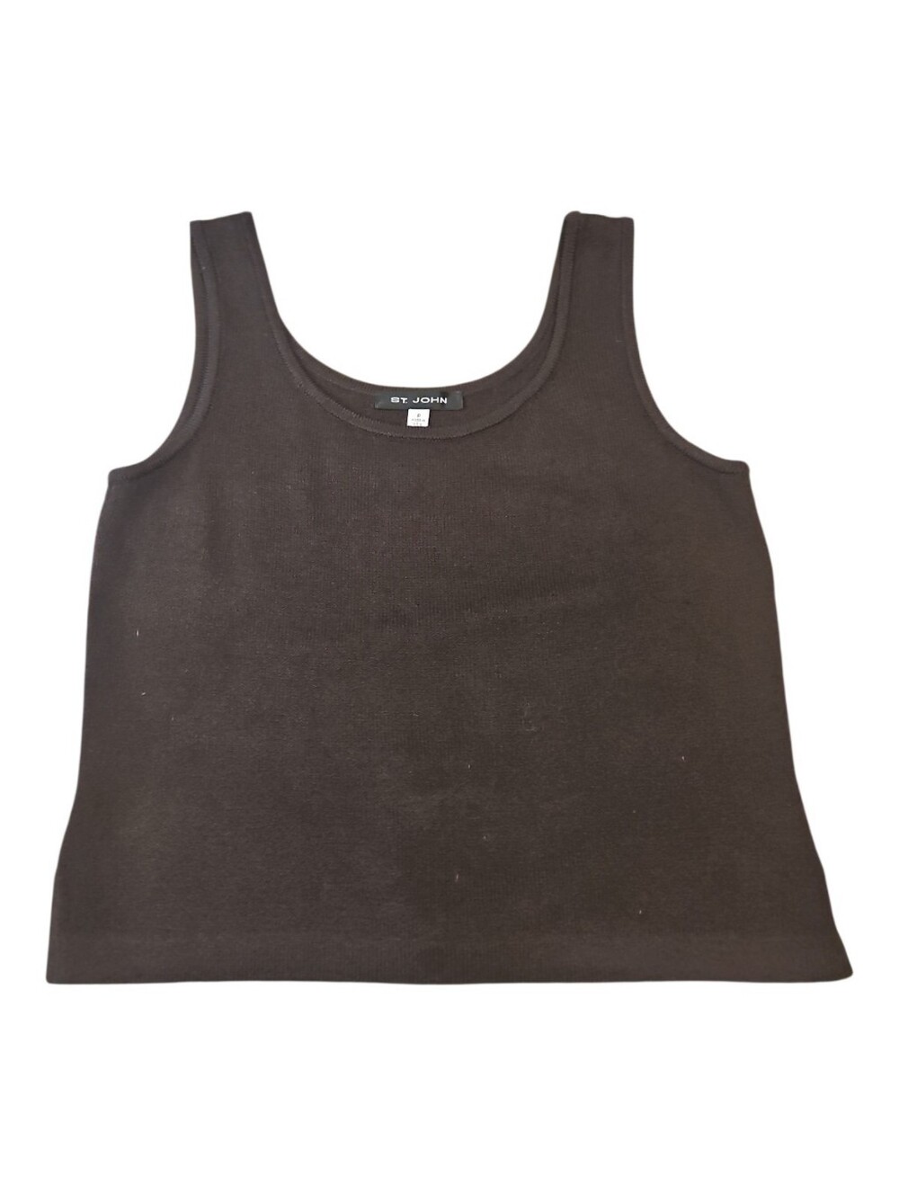 St. John Brown Sleeveless Sweater Shell Tank Top Santana Knit Wool Blend P/XS/4 - Picture 2 of 9